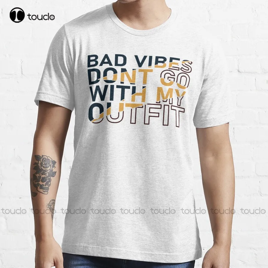 Футболка с принтом Bad Vibes Dont Go с моим нарядом, футболка с принтом на заказ, Футболки унисекс с цифровой печатью Aldult для подростков
