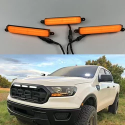 Auto exterior accessories for Ford Ranger T8 Everest 18-21 Mesh Mask Cover Led Lighting Fog Lamps Front Led Drl Daytime Lights