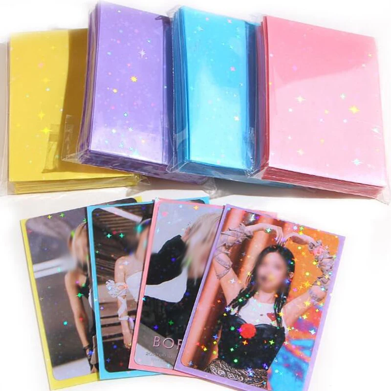 

50Pcs Kpop Card Sleeves 61X91Mm Card Holder 20C Heart Bling Photocard Holder Photo Top Load Card Films Photo Cards Protector New