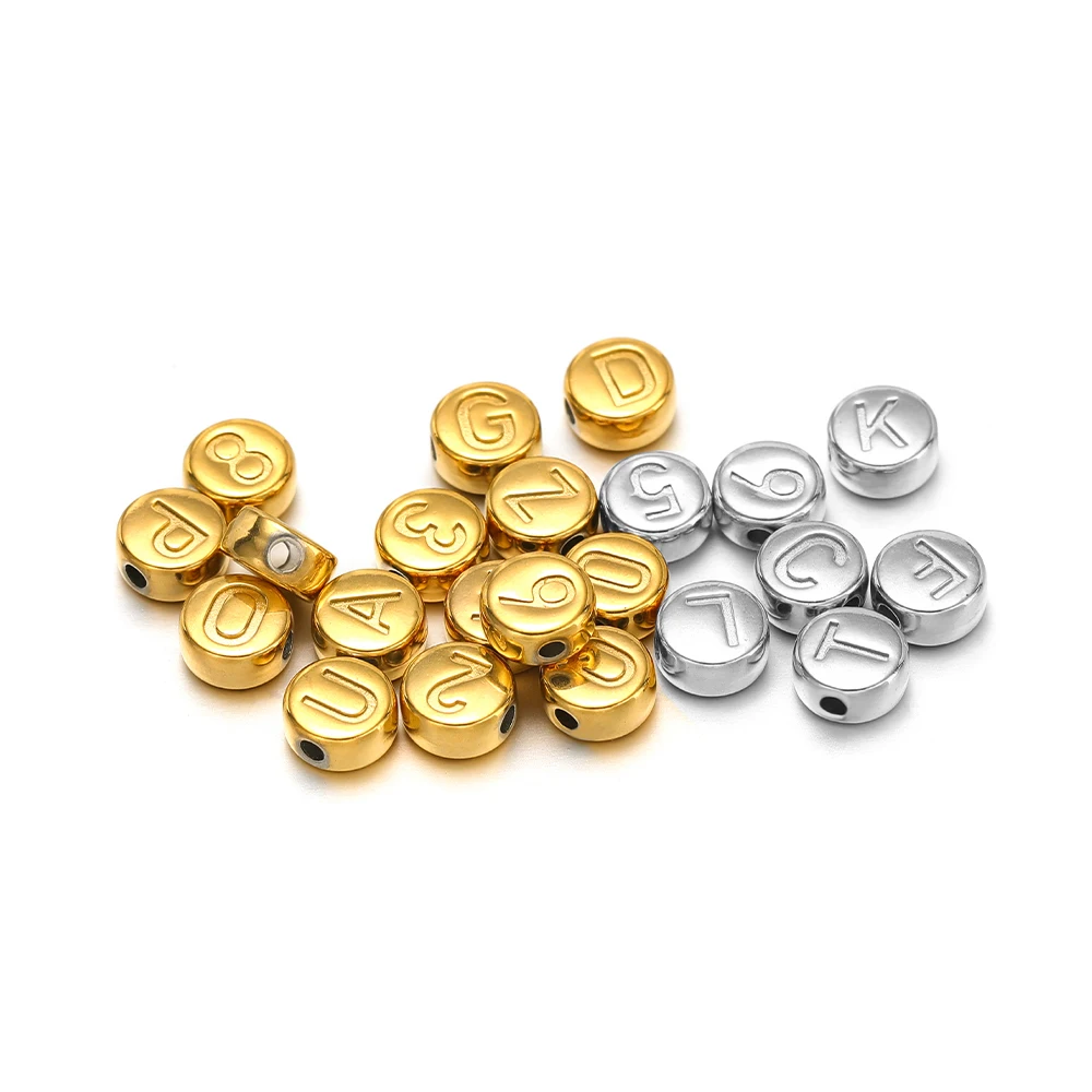 10pcs English Letter Number Beads Stainless Steel Gold Plated Spacer Beads for DIY Jewelry Making Bracelets Necklaces Supplies image 6