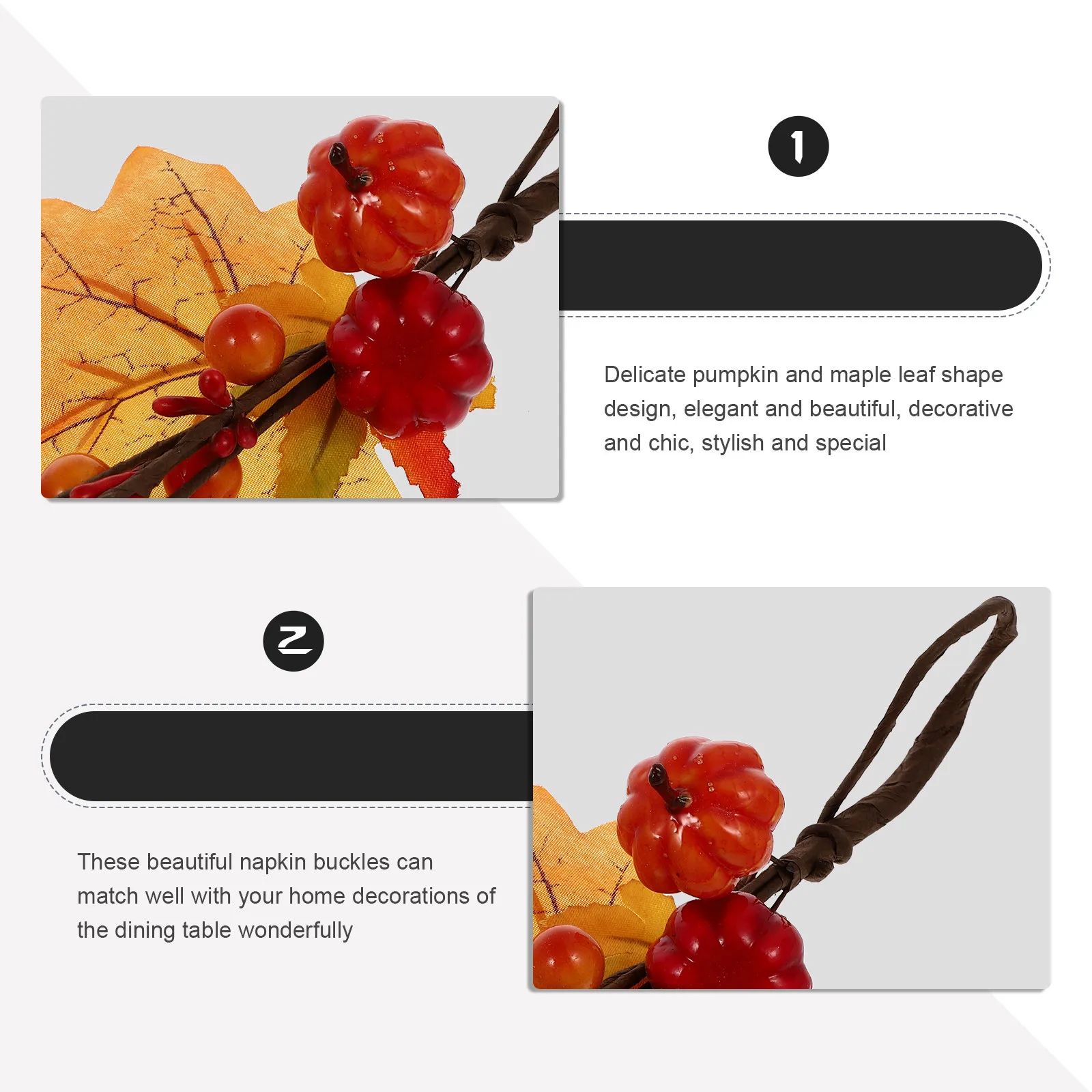 Pumpkin Maple Leaf Napkin Clasps 4pcs Eco-Friendly Thanksgiving Table Decor Stylish Bright Fall Home Accessories