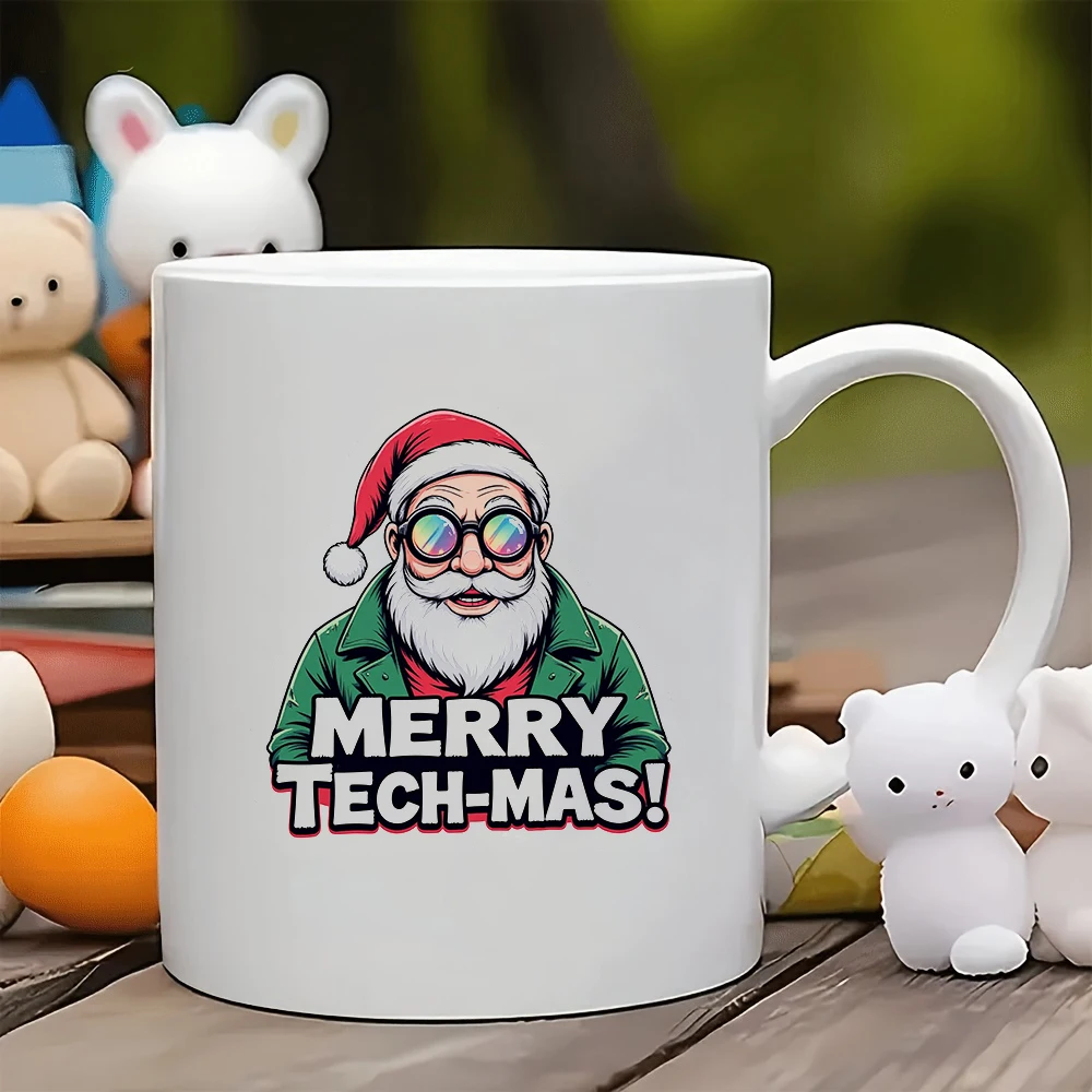 

11oz Cup + Tech Santa Claus Cartoon Design Christmas Gift Kids Water Bottle Family Office Coffee Cup