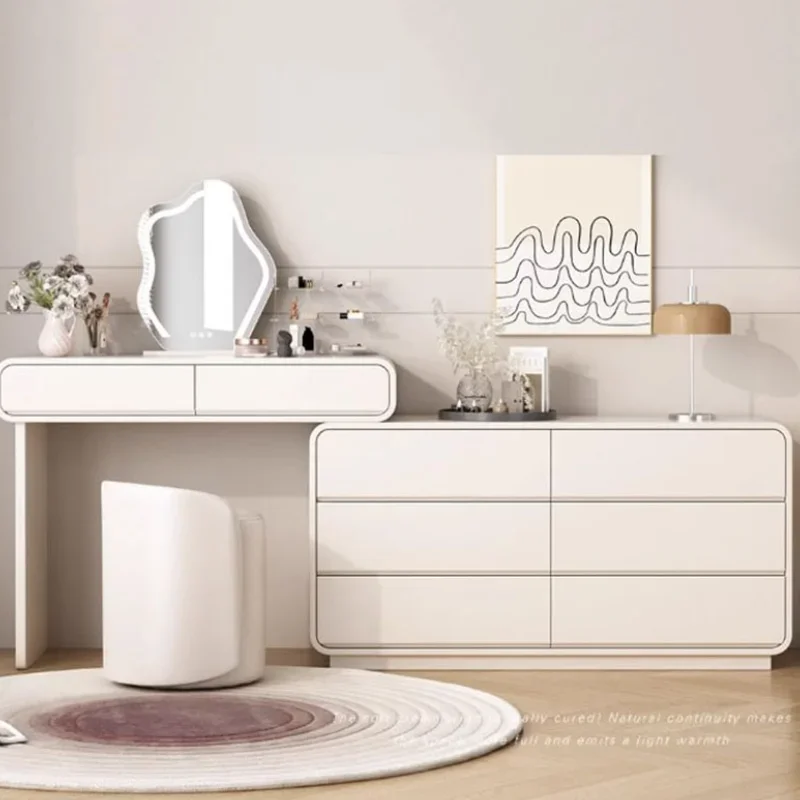 الطبيعية الفاخرة الأبيض مضمد مجموعة تخزين مرآة الغرور درج الغرور مجموعات تسريحات يشكلون الشمال Schmink Tisch أثاث المنزل #2