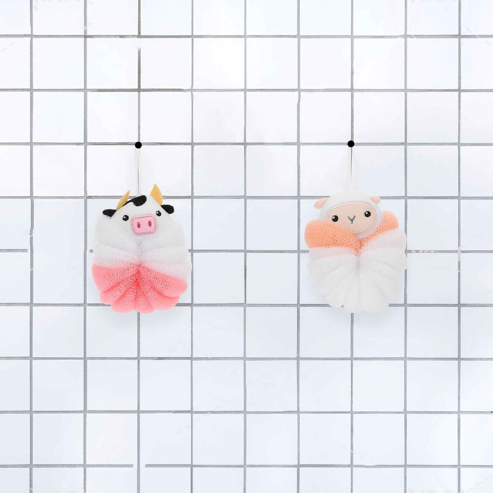 

2pcs Animal Bath Ball Cartoon Loofah Shower Body Scrubber Soft Cleaning Supplies Bathing Skin Exfoliating Balls Body Wash