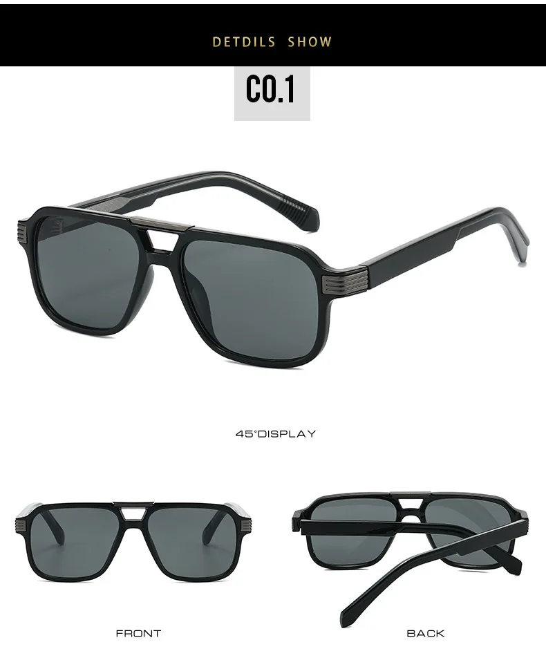 2026 Hochwertige Sonnenbrille für Herren und Damen Quadratische Pilotenbrille Luxuriöser Edelstahlkern Propionsäure UV400 Marken-Gafas Sol Hombre – Detail 7