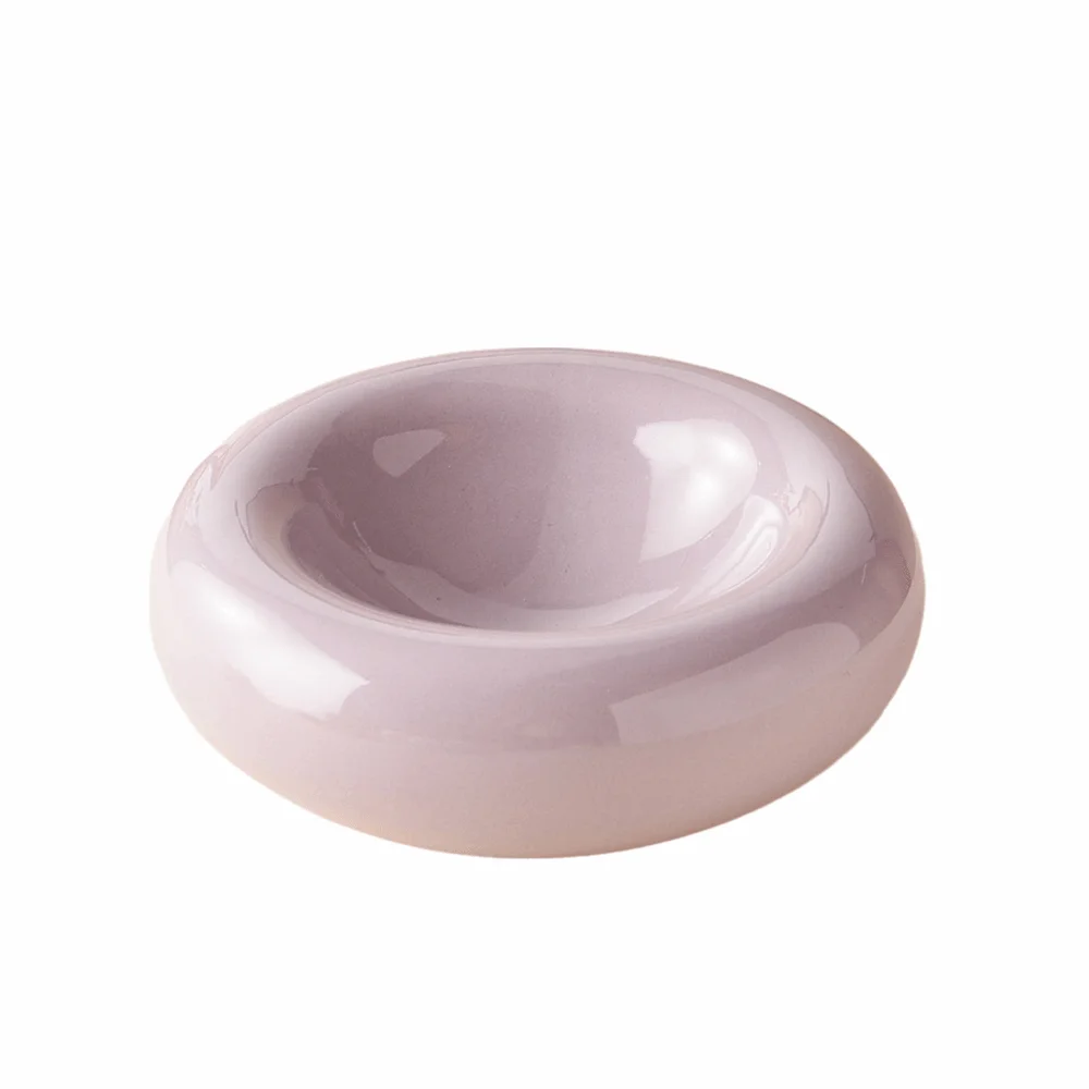 High-Aesthetic Donut-Shaped Cat Bowl Smooth Wide Opening Ceramic Cat Bowl Multifunction Universal Pet Food Bowl Home