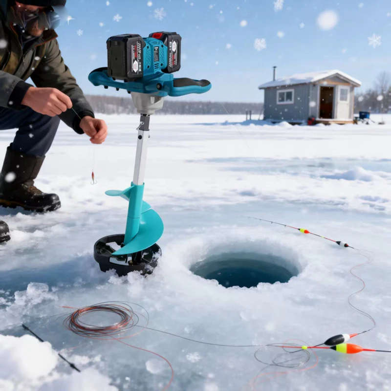 Ice Auger for Fishing Electric Nylon Corless with Positioning Drill for Enthusiasts Electric Ice Fishing Auger