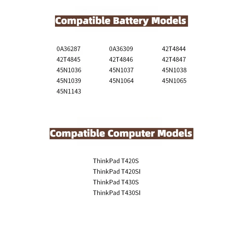 بطارية كمبيوتر محمول جديدة T430S 11.1V 3900mAh لسلسلة Lenovo ThinkPad T420S T420SI T430SI متوافقة: 45N1037 45N1038 45N1039