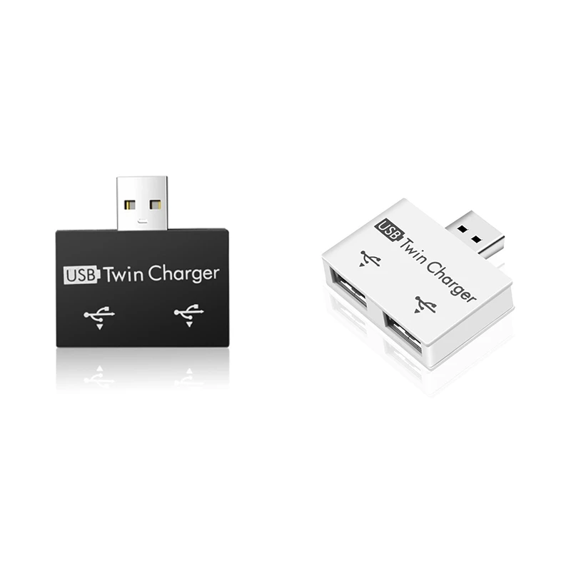 Portable Mini USB Hub To 2 Port Charger Hub Adapter USB Splitter Dual USB Charging Extender For Phone Computer