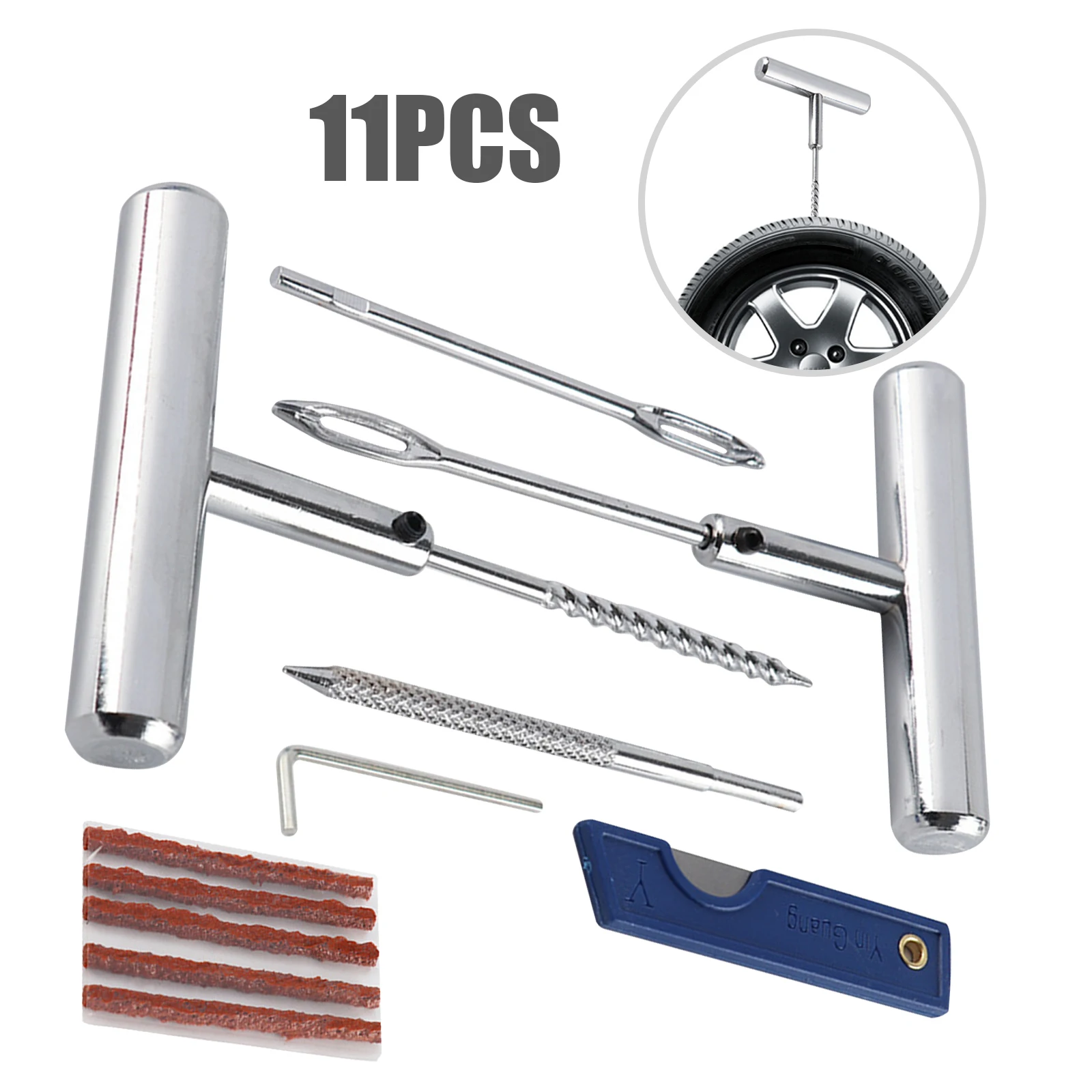 

Auto Tire Repair Kit Heavy Duty Tubeless Tire Car Van Motorcycle Puncture Professional Repair Kit Plug Emergency Tyre Repair Set