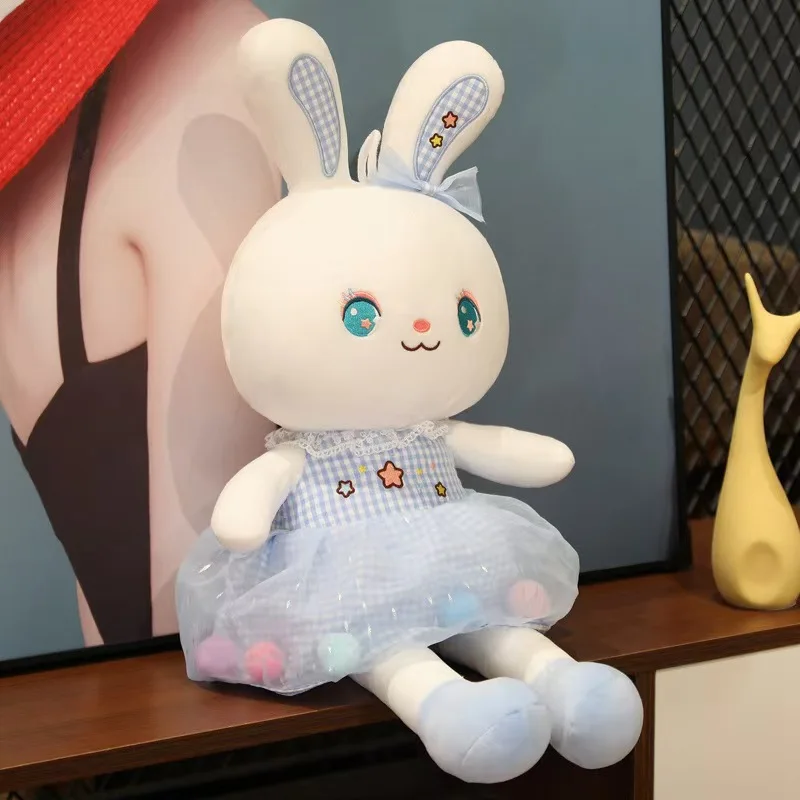 Jouet en peluche lapin jupe mignonne, poupée lapin coloré apaisant, petit lapin blanc, poupée en chiffon, cadeau d'anniversaire pour enfants