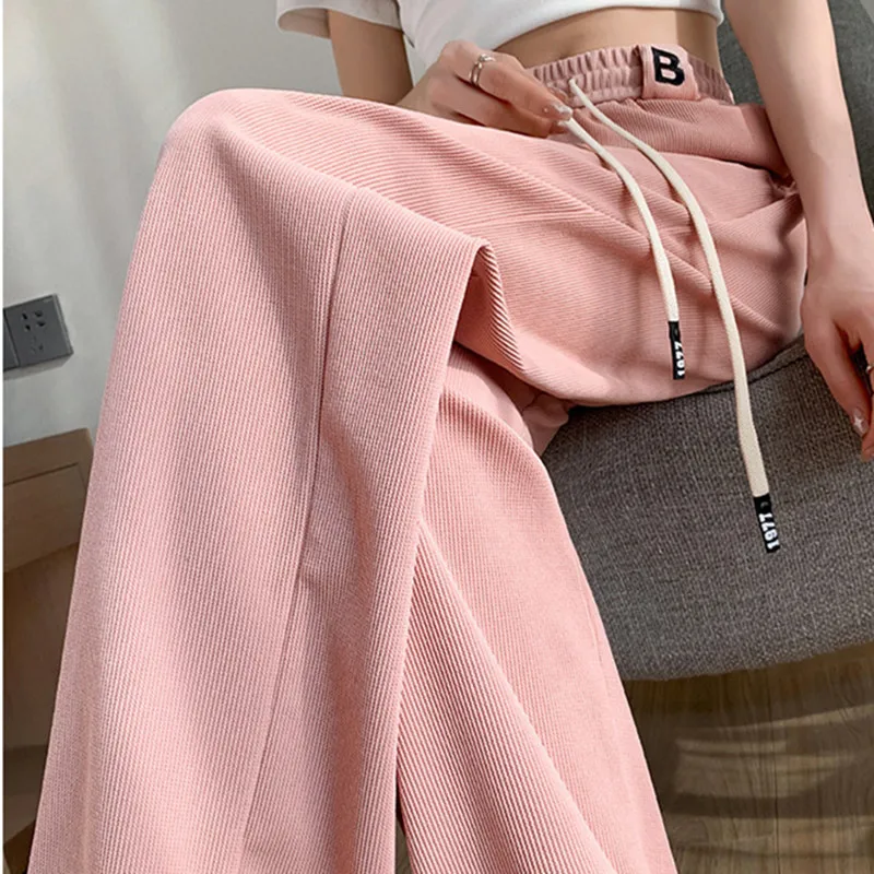 

Newest Drawstring Pants Women Fashion Spring Summer Loose Wide Leg Trousers Female Chic Casual Straight Y2K Bottoms Korean