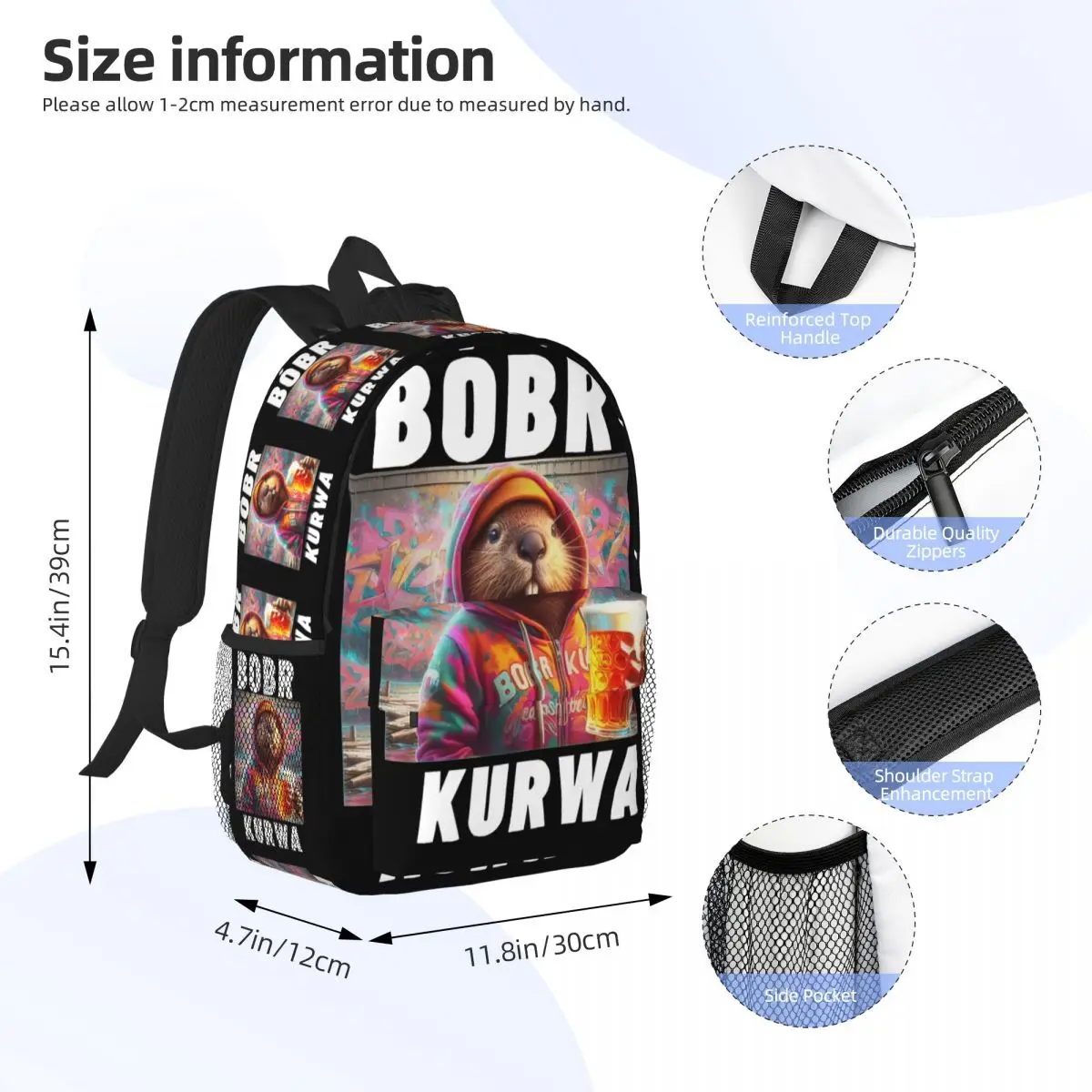 Bobr Kurwa trinken Bier Rucksack Middle High College School Schüler Bücher tasche