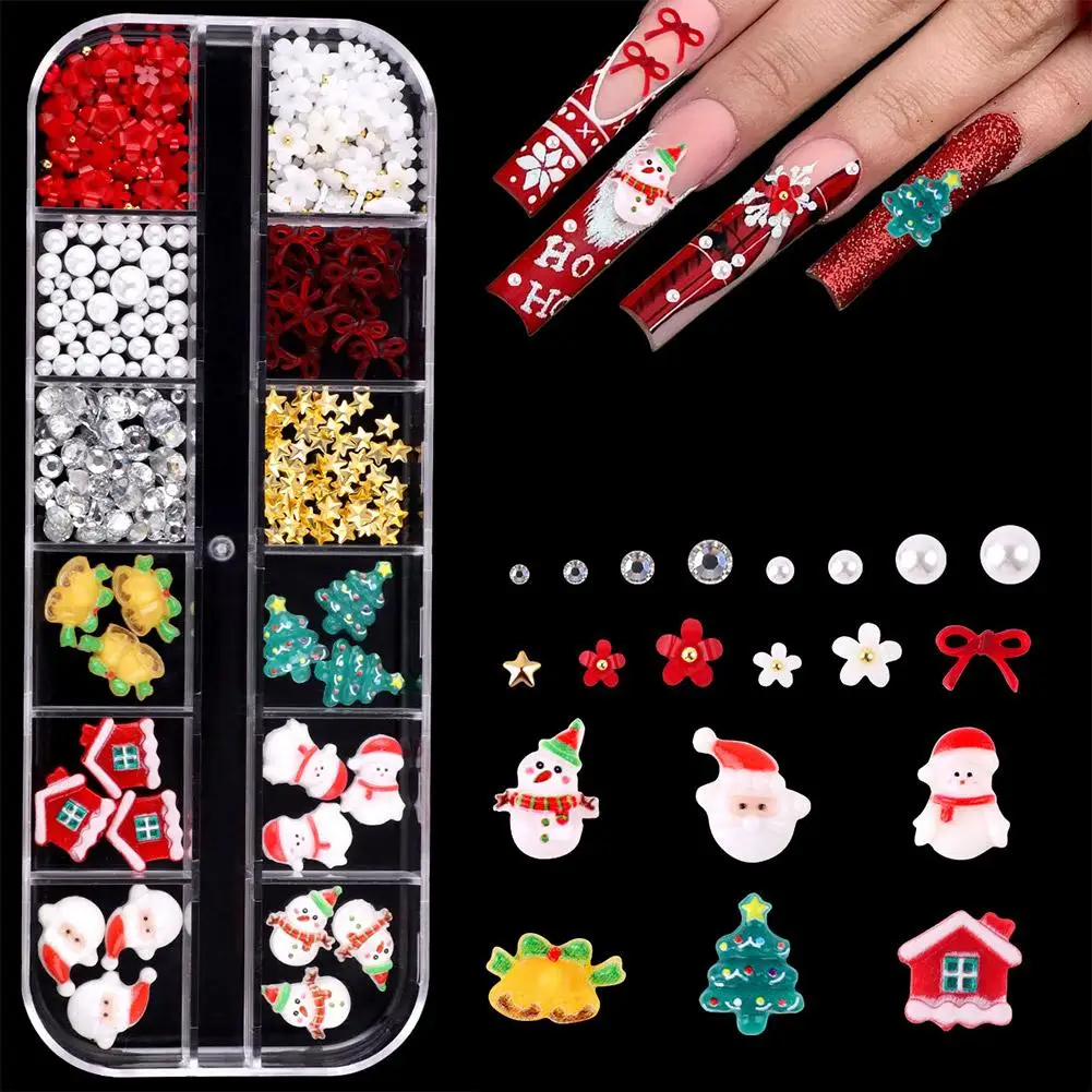 かわいい漫画樹脂クリスマスシリーズネイルサンタクロース雪だるま弓ラインストーンネイルアートデコレーションマニキュア DIY