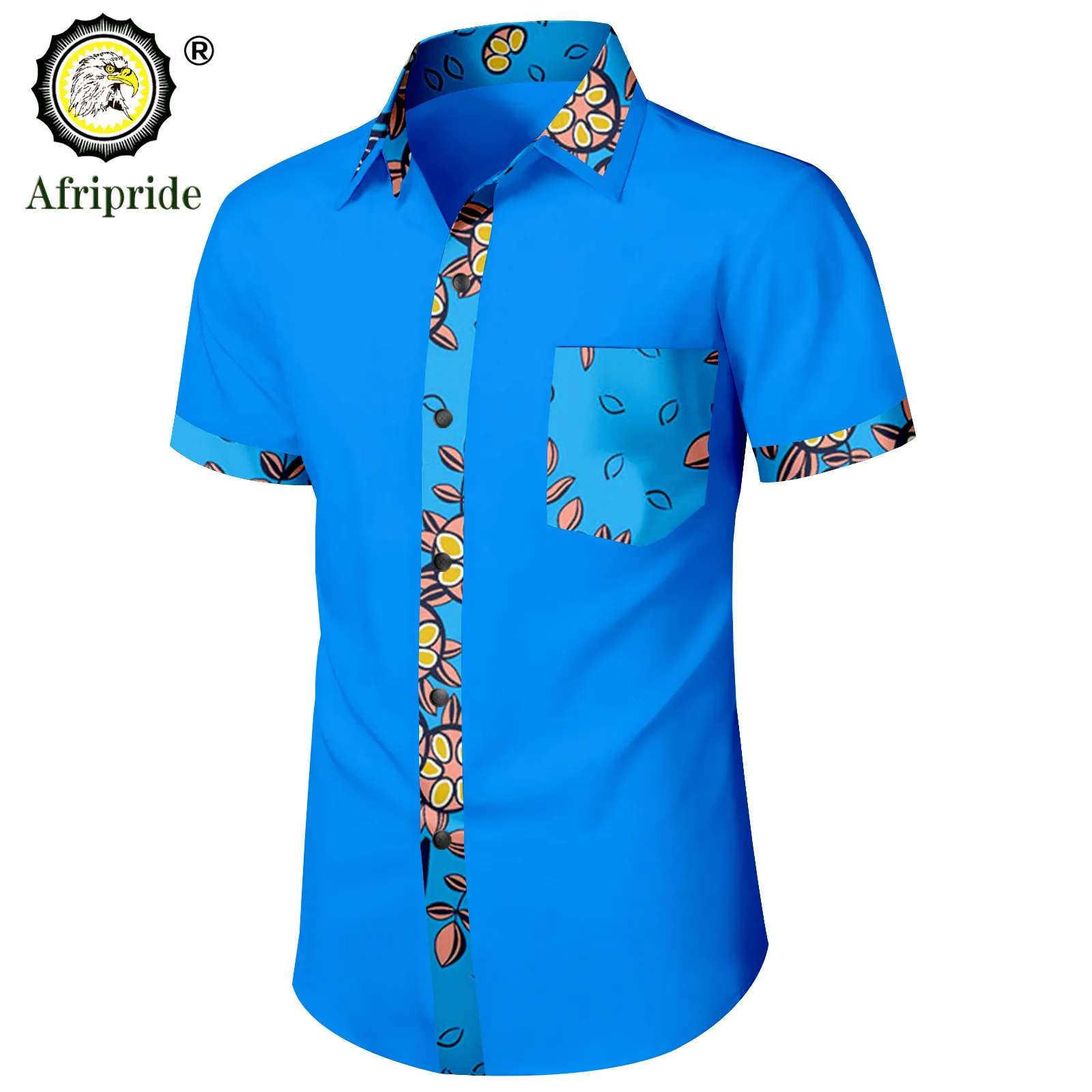 Bazin Riche African Shirts for Men Short Sleeve Casual Blouse Dashiki Tops Ankara Attire Slim Fit Traditional Clothes A2212002