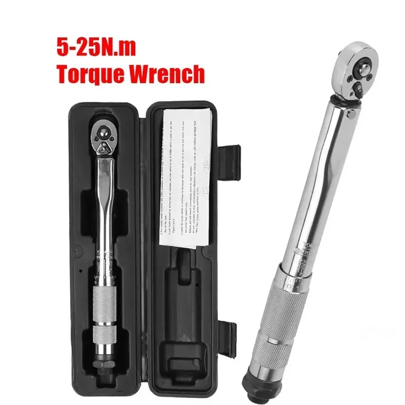 5-25N.m Micrometer Car Motorbike Disassembly Tool Professional Adjustable Torque Wrench 1/4\'\' Drive Spanner Hand Tool