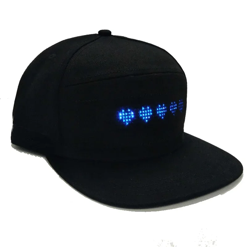 LED Hats for Club Christmas Halloween Display Messages Bluetooth LED Cap Smart APP Control Custom Editing Flashing Light Up
