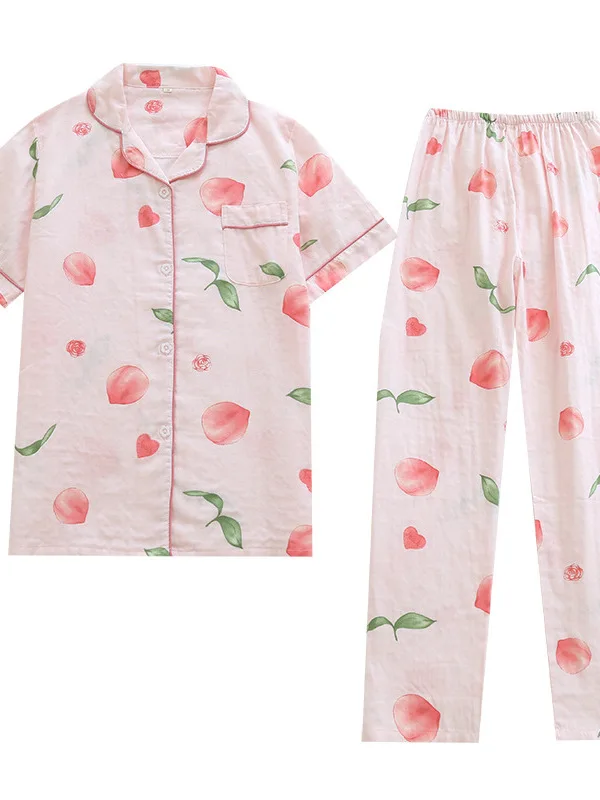 

Casual ort Sve Lapel Pajamas for Women Summer Thin Fabric Home Clothes Spwear Comfortable Breathable Youth Size