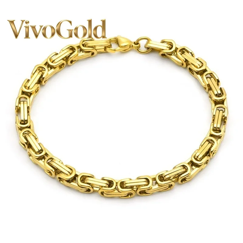 VivoGold VivoGold Luxury 24K 9999 Pure Gold real gold Bracelet Exquisite Men's and Women's 9mm Side Bracelet