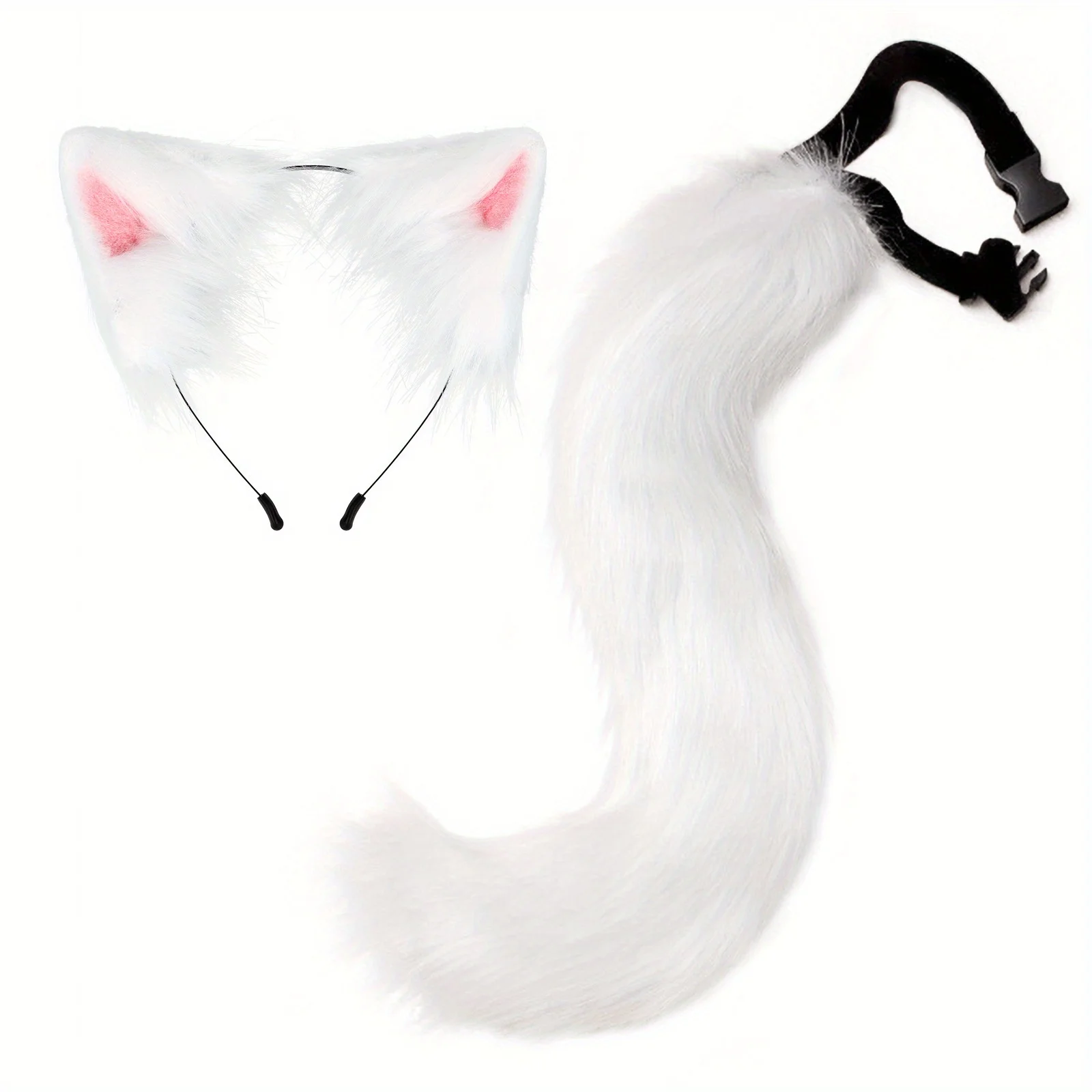 

Halloween Cosplay Realistic Plush Tail Set: Beast Tail, Cat Ear Headband & Headdress, Perfect Costume Accessories