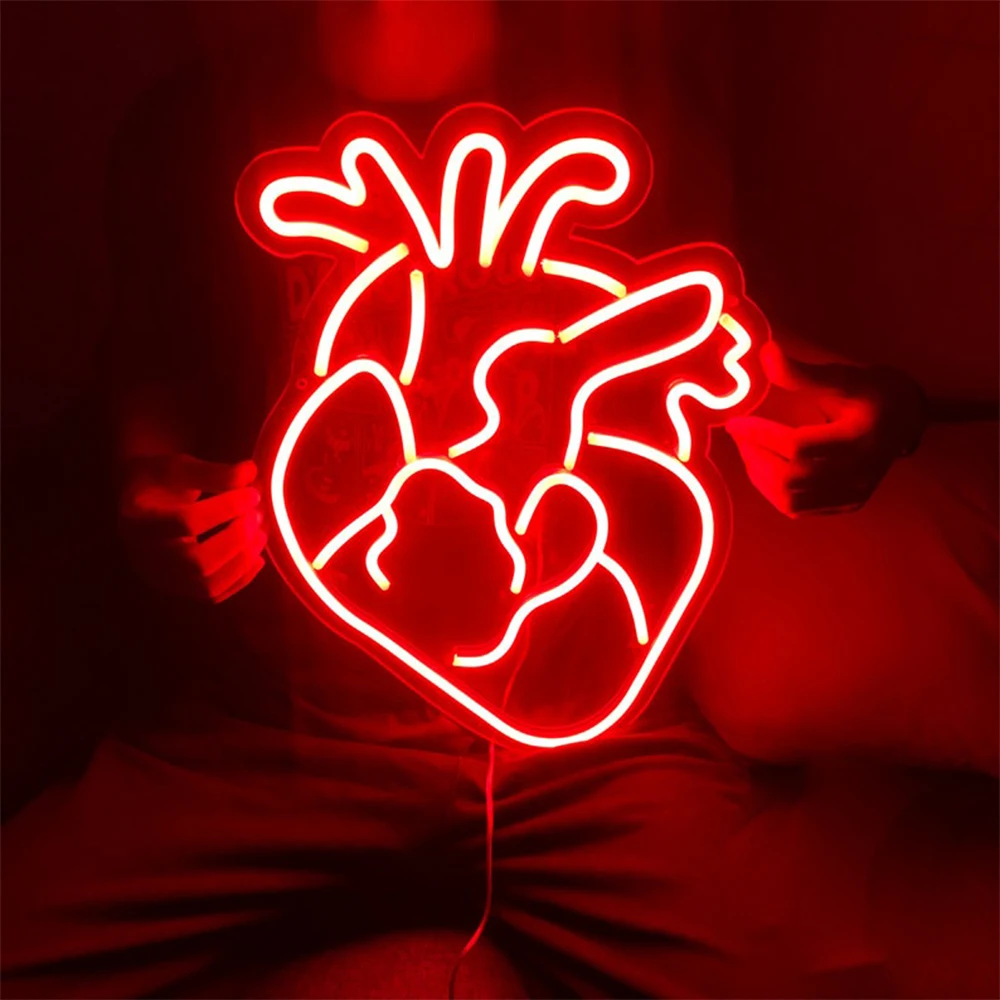 Human Heart Custom Neon Sign LED Light Bar Bedroom Office Store Wall Decoration LED Neon Art Wall Hangings Signboard Lamps