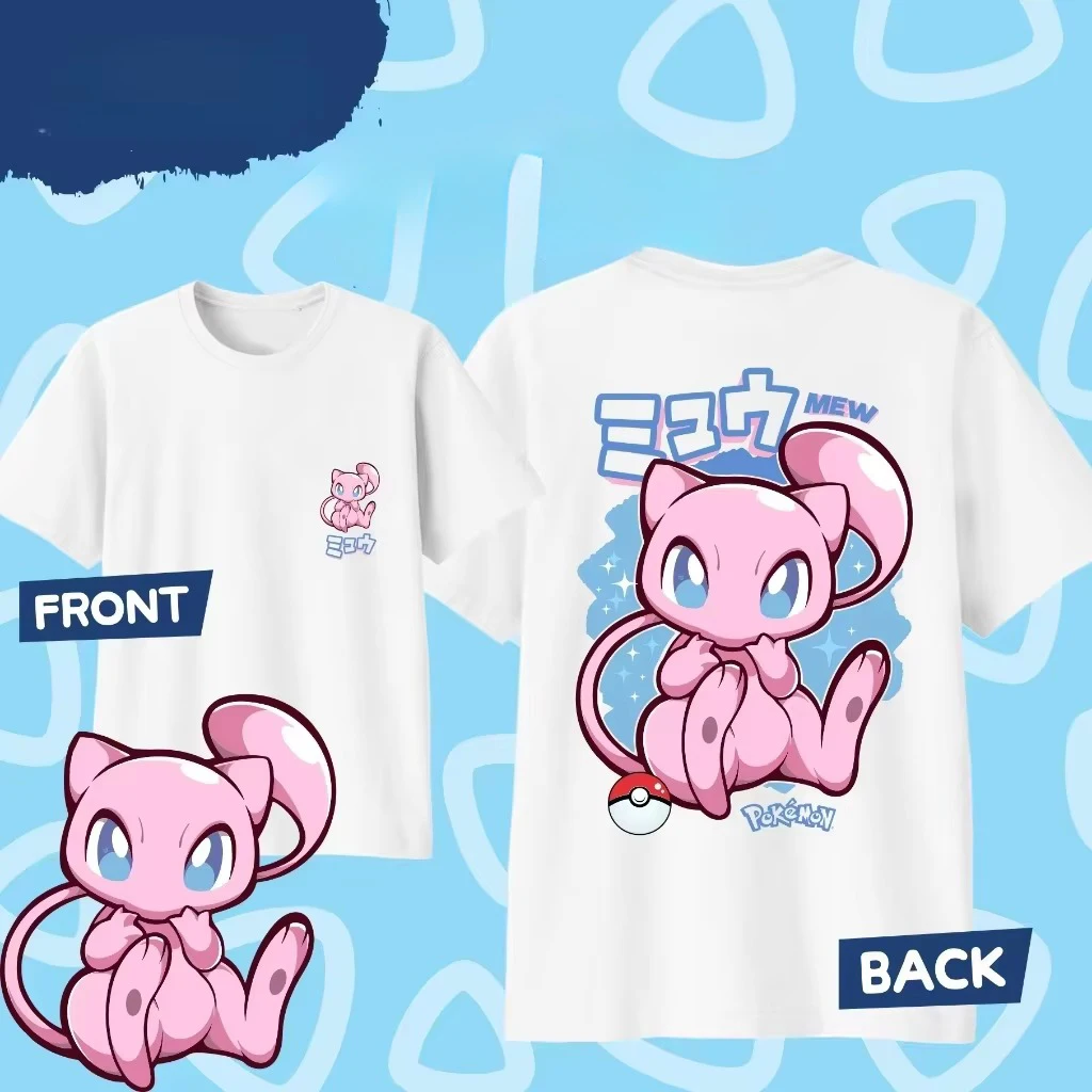 Cute Anime Mew Character Graphic Summer Short Sleeve T Shirt Unisex Adult Kids Casual Summer Leisure Clothing