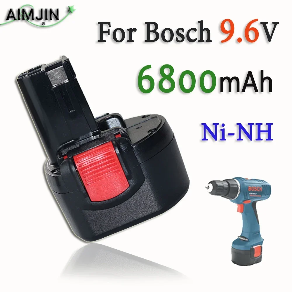 9.6V 6800mAh Ni-MH Rechargeable Battery  For Bosch PSR 960 BH984 BAT048 BAT119 L50 Power Tools Replace Battery