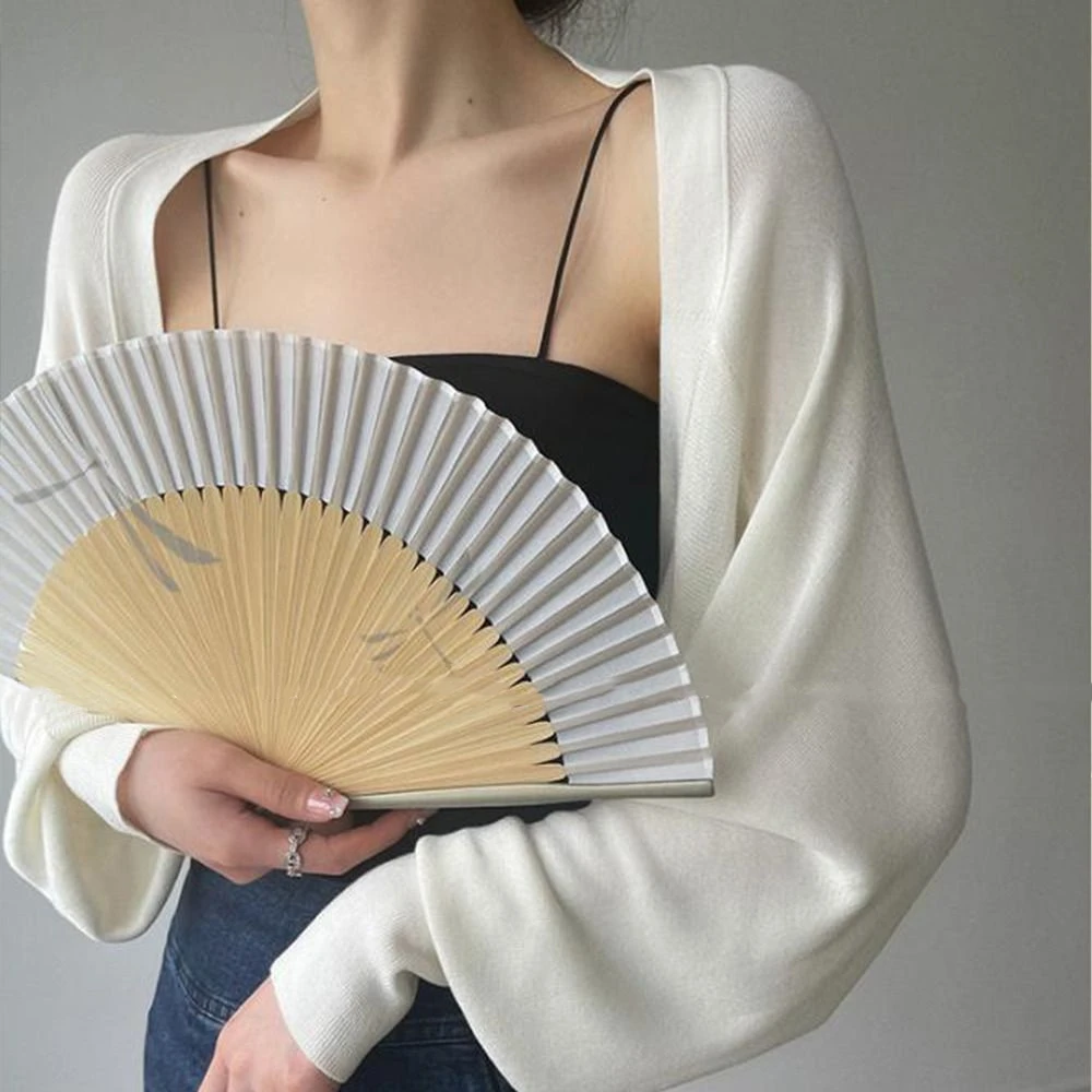 Semplice scialle estivo in maglia sottile a maniche lunghe tinta unita scialle in seta di ghiaccio avvolge abiti casual con protezione solare