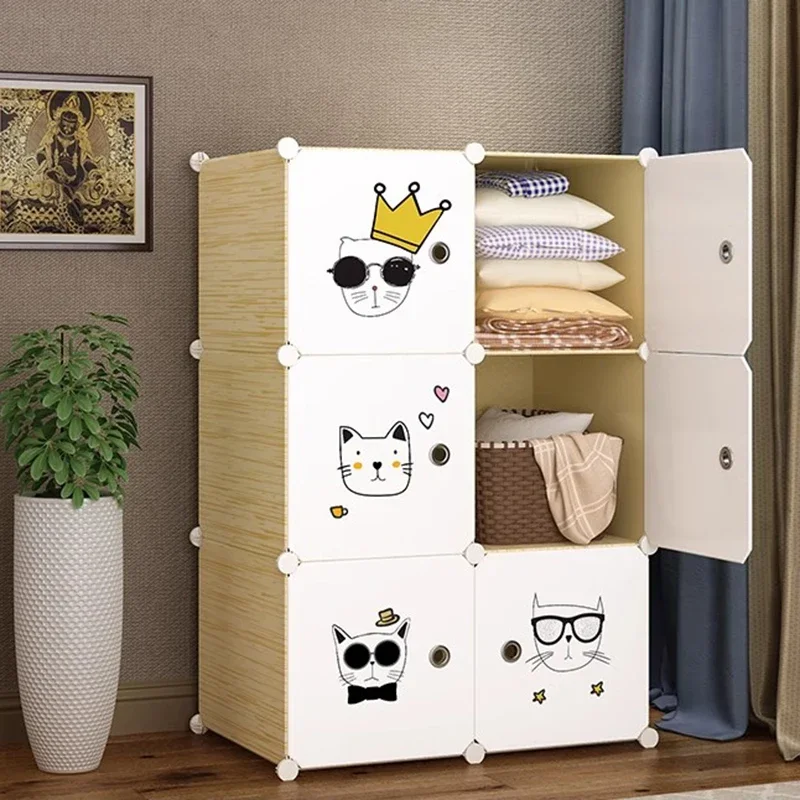 

Small Modular Closet Bedroom Space Saving Cheap Modern Minimalist Nordic Makeup Cube Wardrobe Jewelry Muebles Trendy Furniture