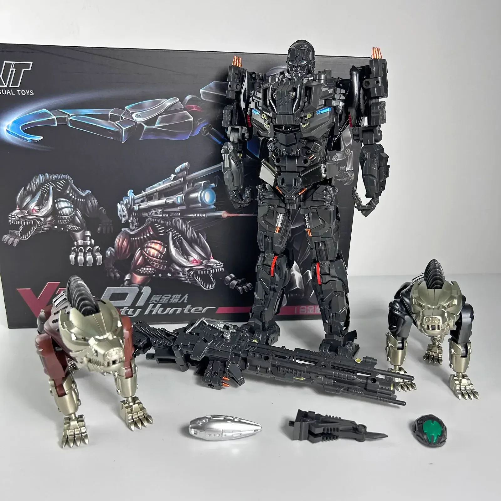 W magazynie Transformers Toys VT01 VT-01 Lockdown Black Alloy Version with Double Dogs Movie Version Robot Action Figures Dolls