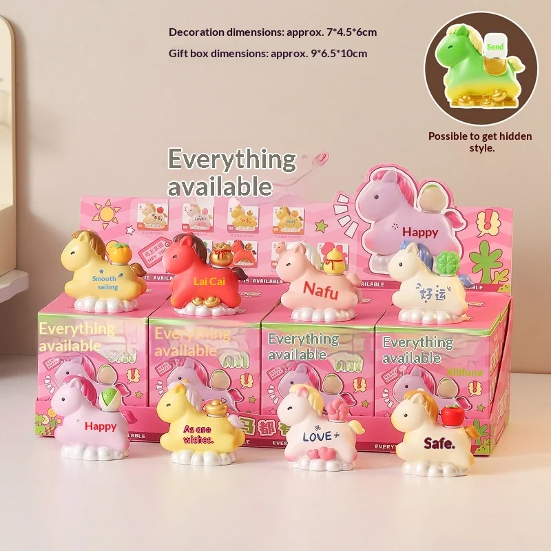 

2026 Chinese Zodiac Horse Mascot Blind Box Cute Pony Figurines Desktop New Year Decoration Lucky Gift For Home Office Decor