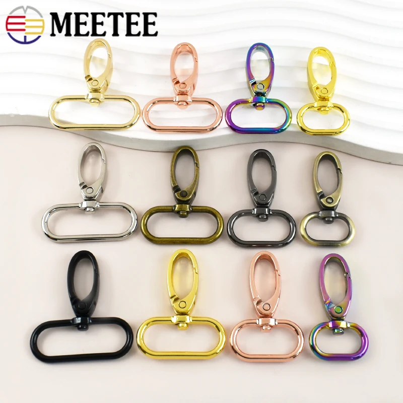 

10Pcs Meetee 16-38mm Metal Buckles for Bag Strap Swivel Lobster Clasp Handbag Webbing Spring Hooks DIY Bags Hardware Accessories