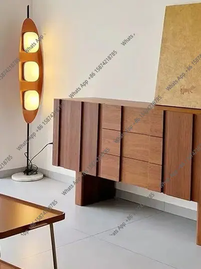 Medieval style creative dining side cabinet, all solid wood retro modern simple Italian locker, designer Xuan Guan Tai