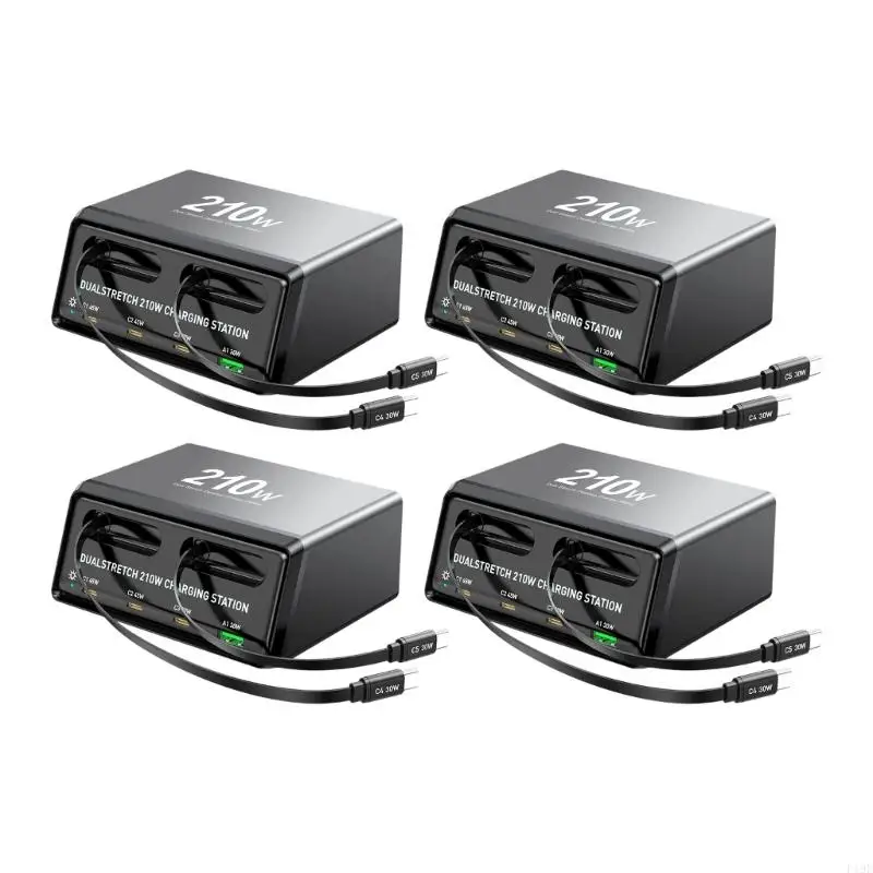 Multiple Device Fast Chargers 210W with Retractable Cable Universal for Smartphones Laptops Tablets High Power Output F19E