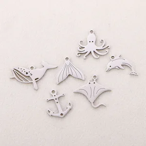 5 pc/nautisch tropisches Grundstück Ozean Ozean Edelstahl Anhänger Fischschwanz/Delphin/Wal/Daber/Ankerfischen, um Schmuck herzustellen 6 Hauptverkaufswasser Marine Juwelen - №3