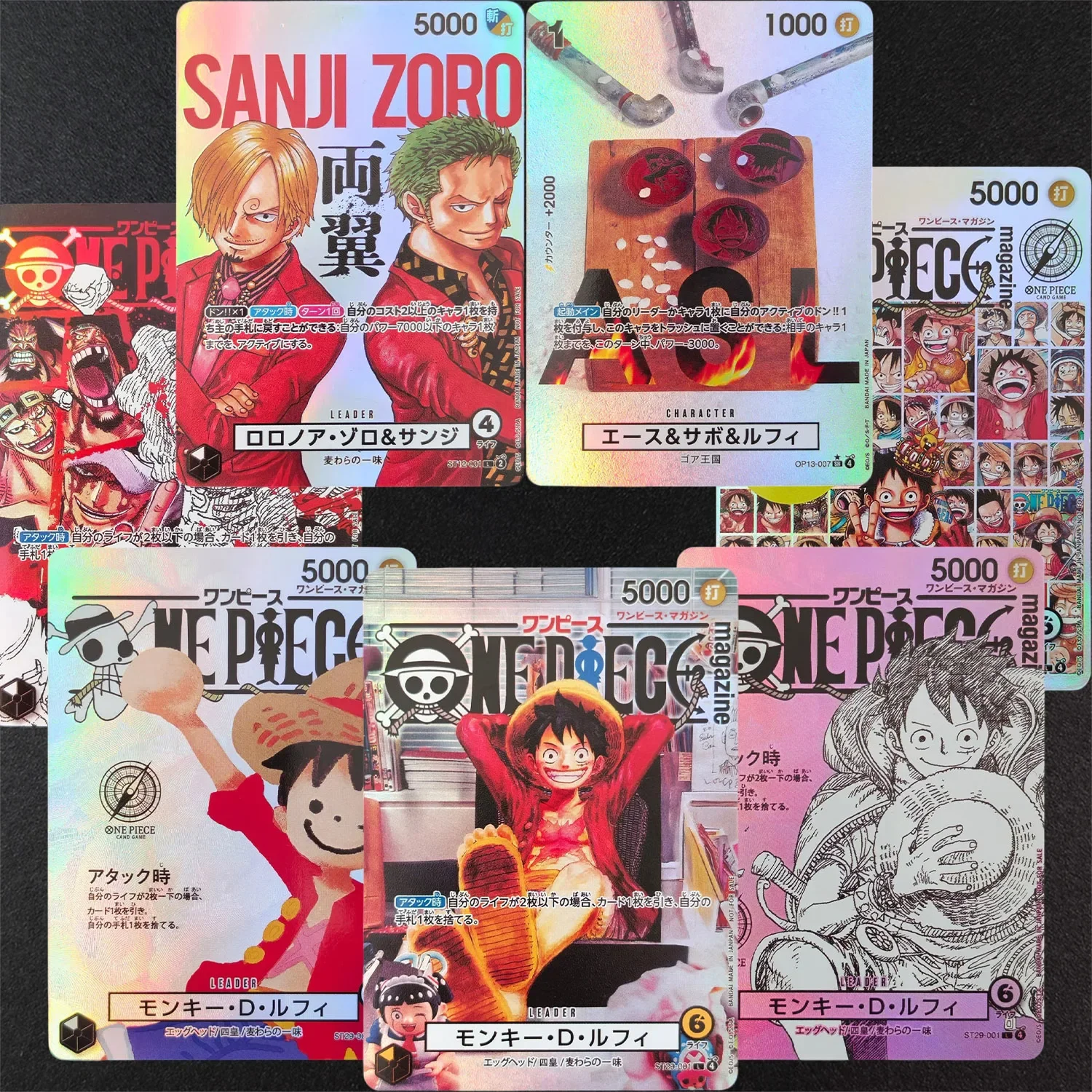 

Homemade Version One Piece Magazine Style DIY OPCG Japanese Luffy Zoro Sanji Game Hobby Collectibles Card Toy
