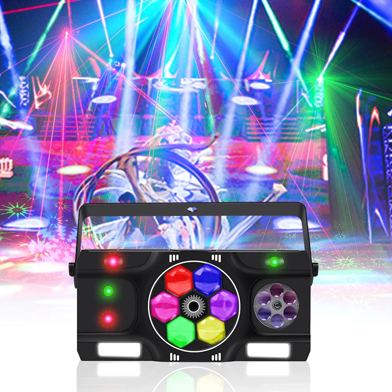 

LED RGBW LED 5in1 Bee Eye Effect Strobe Stage Light Starry Sky Night Light With Remote Control Green Red Beam Scanner Lights 80W