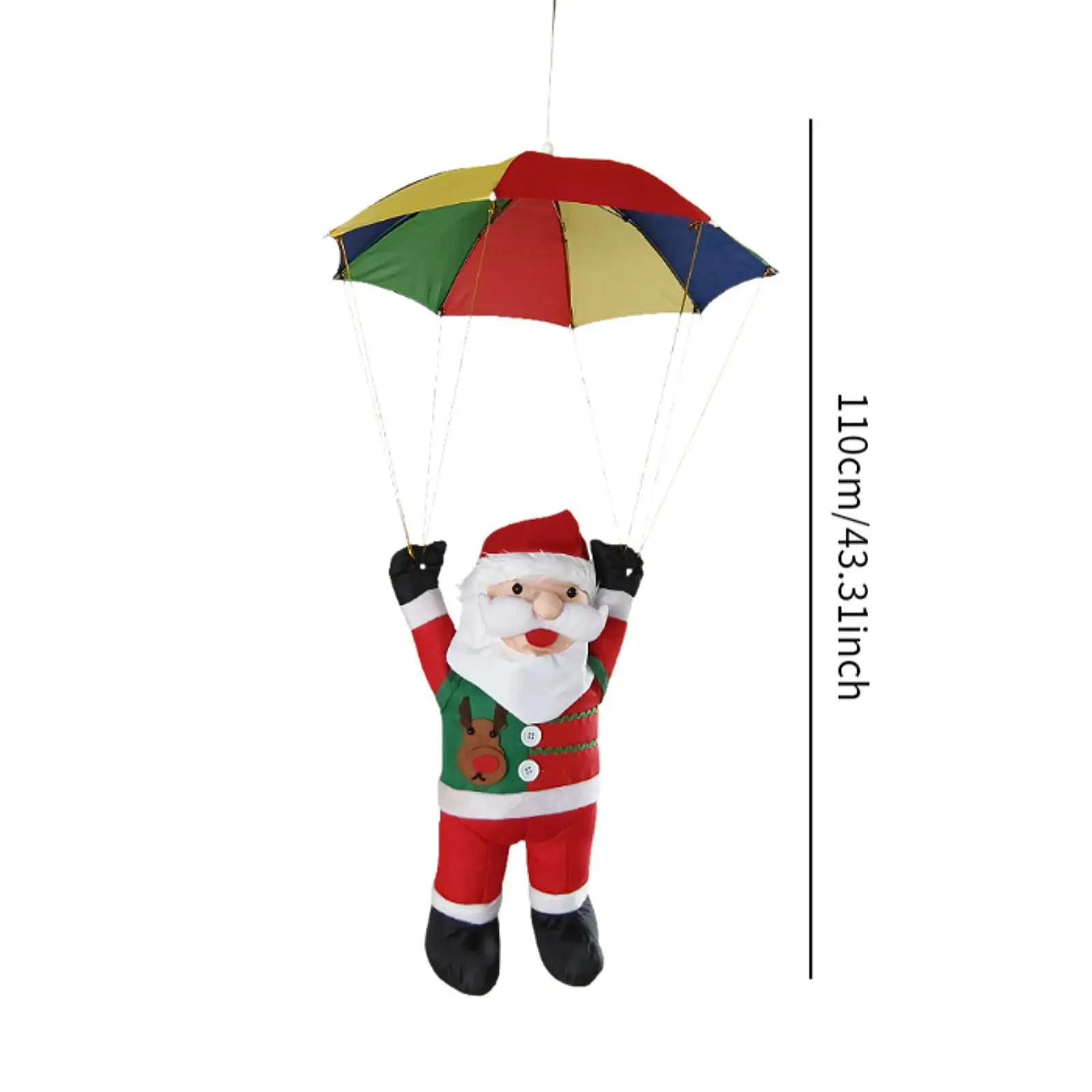 Santa Parachute Hanging Tree Ornament Fabric Christmas Doll for Holiday Baby Kids Gift Home Decor