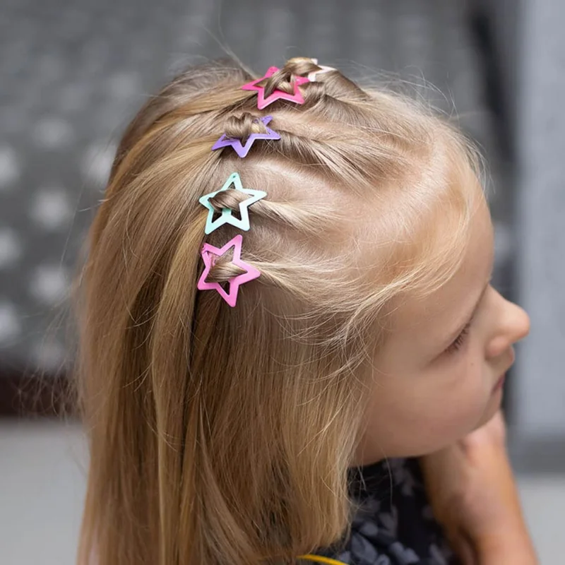 6PCS New Star Hairpins Pentagram Sweet Lovely Hair Clip INS Pentagram BB Spring Hair Clip Princess Fragmented Hair Vigorous Girl