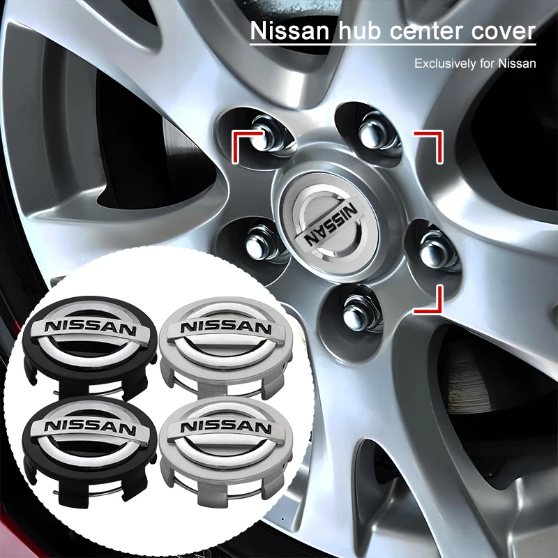 60mm Car Wheel Center Hub Cap Logo Tyre Rims Badge Cover For Nissan Qashqai J10 Juke Micra Leaf Patrol Y62 Note Tiida X-trail