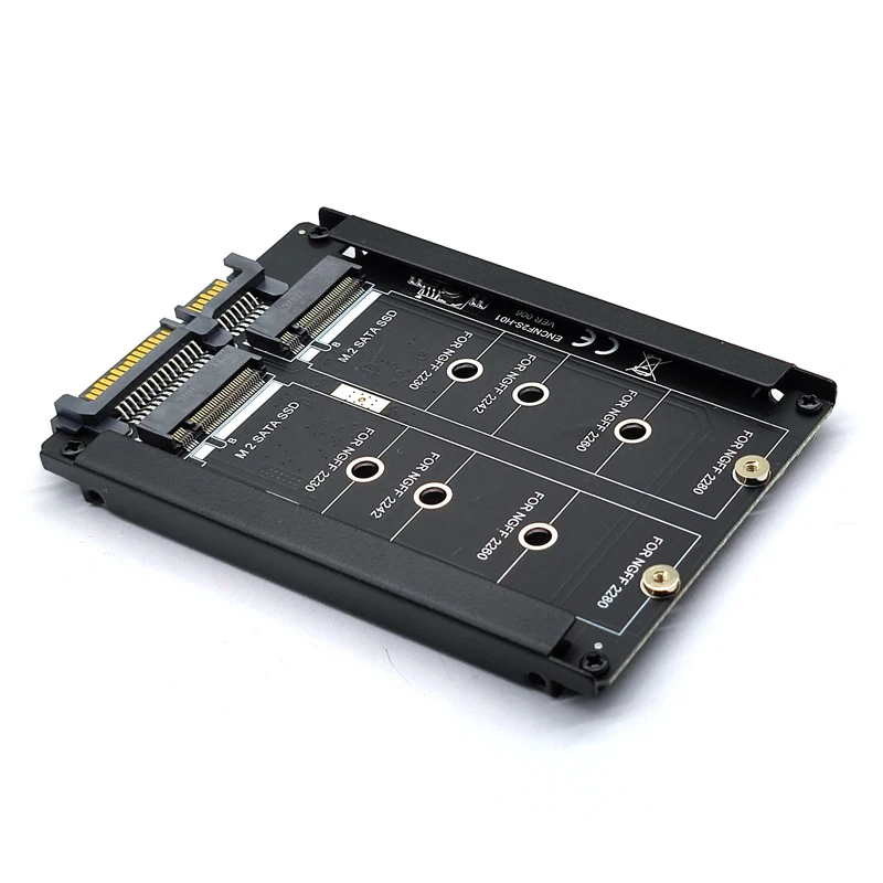 M.2 NGFF SSD para Cartão Adaptador SATA com Tomada de Gabinete, Metal Case, Dual B + M Key, 2.5 SATA, 6GB