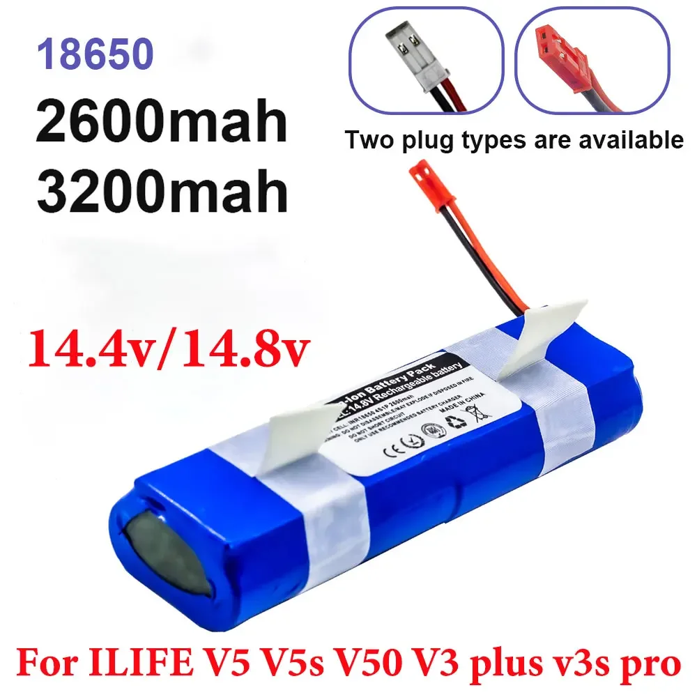 14.8V Battery 2600mAh 3200mAh Lithium Battery for ilife V5 V5s V50 V3 plus v3s pro Robot Vacuum Cleaner Replace Battery ilife