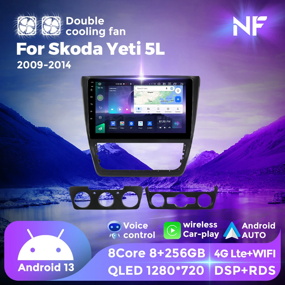 

NF Android 13 QLED Car Radio For Skoda Yeti 5L 2009-2014 Autoradio Multimedia Player GPS Navi For Carplay Android Auto rds