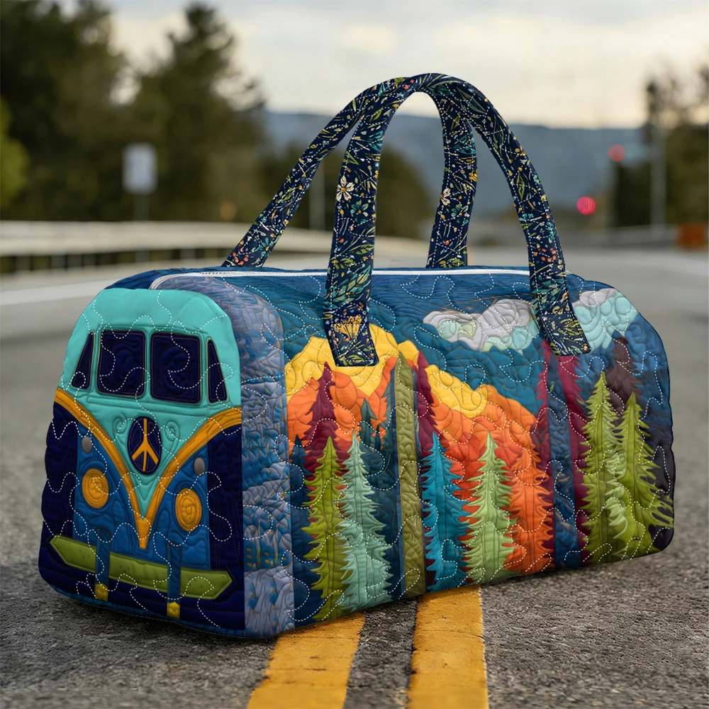 

Сумка-даффл в стиле бохо-хиппи, стеганая, винтажная, в стиле «Мир и Гармония», дорожная сумка-тоут, для мужчин и женщин, сумка для выходных