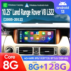 For Land Rover Range V8 L322 2005-2012 Car Multimedia Video Player Radio Gps Navigation 10.25 Inch Android 13 octa core 8+128GB