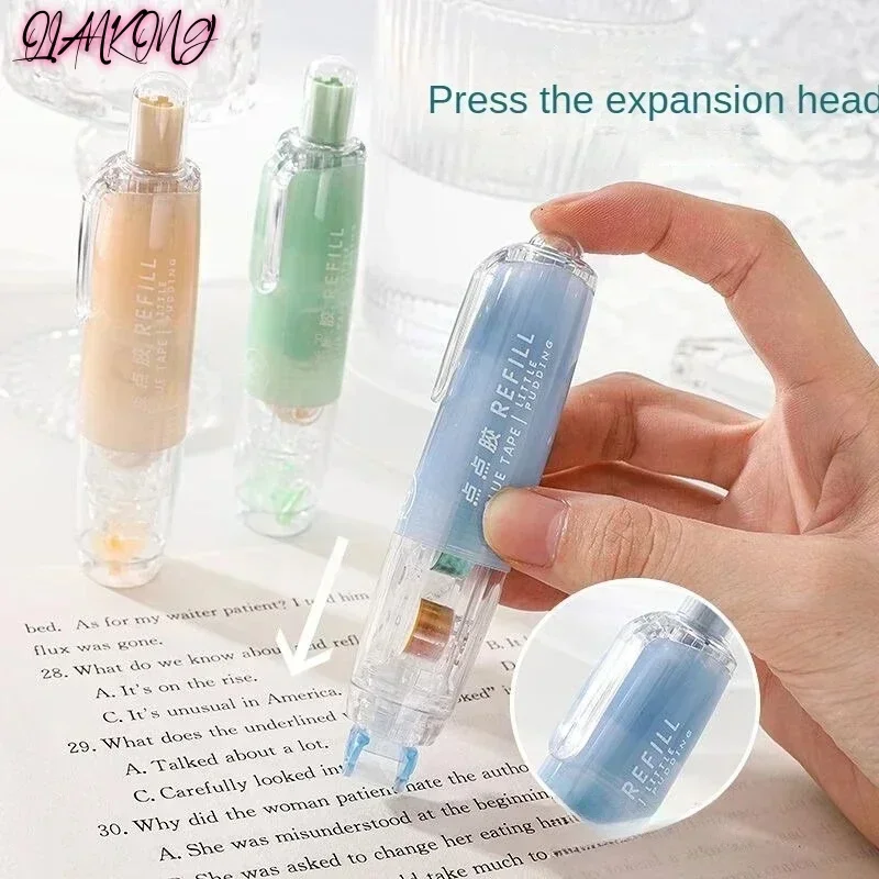 6MM*5M Press Style Transparent DIY Scrapbooking Glue Tape Replaceable Core Pen Shape Dot Glue Press Type Glue Pen School Office