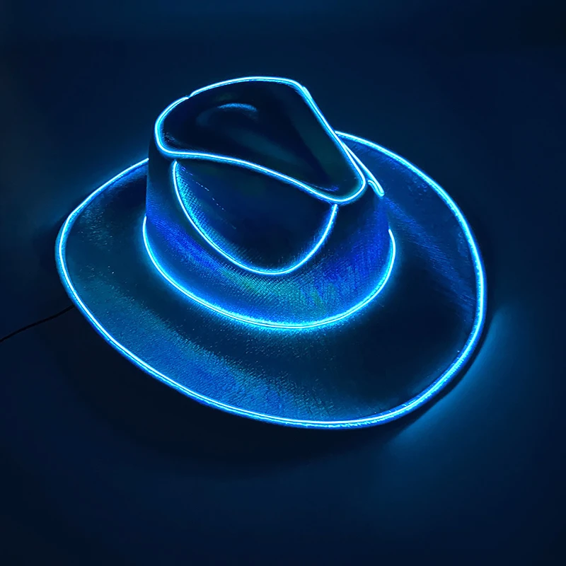 Rave Glowing Light Up Bar Cowboyhut LED leuchtende Braut Cowgirl Cap Nachtclub Junggesellenabschied Requisiten Neon Hut Festival Supplies – Detail 4