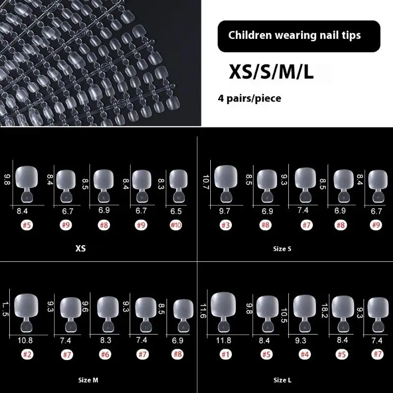 100PCS Kids False Nails Press On Nails Coffin Artificial Nails Clear Fake Nail Tips For Extension Manicure Tool