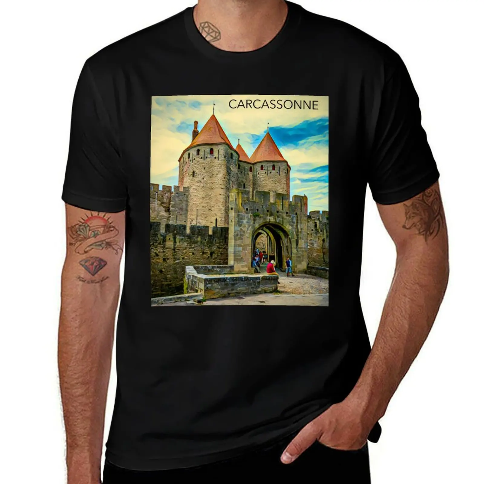 CARCASSONNE ,La Cite , France T-Shirt Casual Lightweight Short Sleeve Top T-Shirt