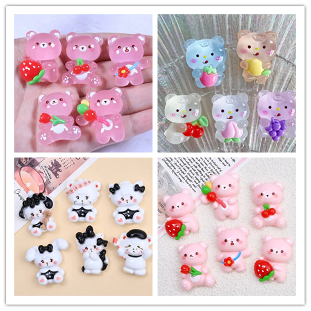 

100 Kawaii Cartoon Animal Flatback Resin Cabochons Kids Clip DIY Headwear Accessories Scrapbook Decor